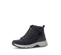 Schnürboots GABOR ROLLINGSOFT, Damen, Gr. 38, blau (dunkelblau), Nubukleder, Schuhe Schnürboots, Keilabsatz, Freitzeitschuh, High-Top-Sneaker, Label an der Ferse (55146313-38) dunkelblau