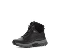 Schnürboots GABOR ROLLINGSOFT, Damen, Gr. 38,5, schwarz, anthrazit, Veloursleder, Ziegenleder, Schuhe, Keilabsatz, Stiefelette, mit Haken, im Bergsteiger-Look (71092363-38,5) schwarz, anthrazit