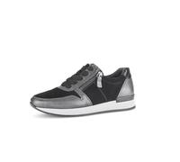 Gabor Damen Low-Top Sneaker, Frauen Halbschuhe,Best Fitting,schnürschuhe,schnürer,straßenschuhe,Sportschuhe,schwarz/antiksilb.,37 EU / 4 UK