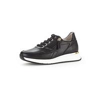 Gabor Damen Low-Top Sneaker, Frauen Halbschuhe,Komfortable Mehrweite (H),Sportschuhe,Freizeitschuhe,Laufschuhe,schwarz (Gold),40.5 EU / 7 UK