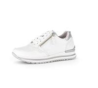 Gabor Damen Low-Top Sneaker, Frauen Halbschuhe,Komfortable Mehrweite (H),straßenschuhe,Strassenschuhe,Weiss/Silber(perf),36 EU / 3.5 UK