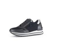 Gabor Damen Low-Top Sneaker, Frauen Halbschuhe,Komfortable Mehrweite (H),Turnschuhe,Laufschuhe,schnürschuhe,schwarz/antiksilb.,40.5 EU / 7 UK