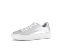 Gabor Damen Low-Top Sneaker, Frauen Halbschuhe,Moderate Mehrweite (G),schnürschuhe,schnürer,Business,Freizeit,Silber,42 EU / 8 UK