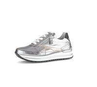 Gabor Damen Low-Top Sneaker, Frauen Halbschuhe,schnürschuhe,schnürer,Business,Freizeit,straßenschuhe,a silb/Weiss/schw,40 EU / 6.5 UK