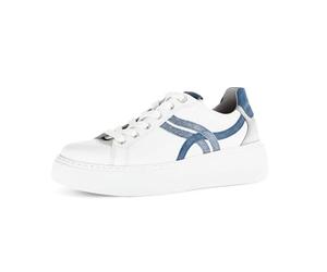 Gabor Damen Low-Top Sneaker, Frauen Halbschuhe,Strassenschuhe,Sportschuhe,Freizeitschuhe,Turnschuhe,Laufschuhe,Weiss/Jeans/ltgrey,42 EU / 8 UK
