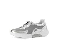 Keilsneaker GABOR ROLLINGSOFT, Damen, Gr. 40, silber (silberfarben), Textil, Lederimitat, metallic, sportlich, Schuhe, Freizeitschuh, Halbschuh, Schnürschuh mit Wechselfußbett (10246769-40) silberfarb