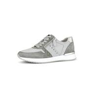 Gabor Damen Low-Top Sneaker, Frauen Halbschuhe,Wechselfußbett,Best Fitting,Laufschuhe,schnürschuhe,schnürer,Stone/l.Grey(silb),40 EU / 6.5 UK