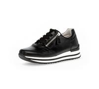 Gabor Damen Low-Top Sneaker, Frauen Halbschuhe,Wechselfußbett,Komfortable Mehrweite (H),schnürschuhe,Plateausohle,schwarz,38 EU / 5 UK