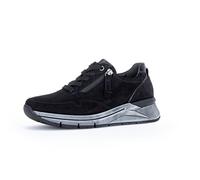 Gabor Damen Low-Top Sneaker, Frauen Halbschuhe,Wechselfußbett,Komfortable Mehrweite (H),schnürschuhe,Plateausohle,schwarz,42 EU / 8 UK