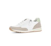 Gabor Damen Low-Top Sneaker, Frauen Sandalen,Kunst-Stoff,laessig,langlebig,leger,Pass-Form,Pflege-leicht,robust,Weiss/Oak/Pistazie,43 EU / 9 UK