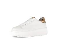 Plateausneaker GABOR, Damen, Gr. 38, weiß, leo, Glattleder, Schuhe Plateausneaker, Freizeitschuh, Halbschuh, Schnürer mit Kontrastbesatz an der Ferse (97220027-38) weiß, leo