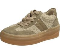 Plateausneaker GABOR, Damen, Gr. 42, beige (hellbeige), Veloursleder, Textil, sportlich, Schuhe, Freizeitschuh, Halbschuh, Schnürschuh in Teddy-Optik (79980959-42) hellbeige