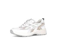 Keilsneaker GABOR "DAVOS", Damen, Gr. 43, weiß, flieder, beige, Glattleder, Textil, Veloursleder, Schuhe, Freizeitschuh, Halbschuh, Schnürer in Komfortweite H (= sehr weit) (40626167-43) weiß, flieder