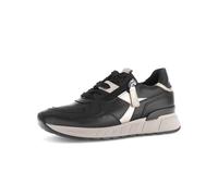Keilsneaker GABOR "DAVOS", Damen, Gr. 42, gold (schwarz, goldfarben), Kalbsleder, unifarben mit Farbeinsatz, sportlich, Schuhe, Schnürschuh, Halbschuh, mit OPTIFIT-Wechselfußbett, H-Weite (98167751-42