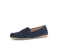 Mokassin GABOR, Damen, Gr. 37, blau (dunkelblau), Ziegenveloursleder, unifarben, Schuhe Mokassin, Slipper, Bequemschuh, Flats mit modischem Zierriegel (24665309-37) dunkelblau