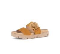 Pantolette GABOR, Damen, Gr. 40, dunkelorange, Veloursleder, unifarben, Schuhe Pantolette, Plateau, Sommerschuh, Schlupfschuh mit Bast-Zierblüte (42019625-40) dunkelorange