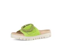 Pantolette GABOR, Damen, Gr. 40, grün (apfelgrün), Ziegenveloursleder, Schuhe Pantolette, Plateau, Sommerschuh, Schlappen mit Zierperlen an der Zierschnalle (68400037-40)