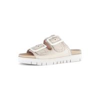Pantolette GABOR, Damen, Gr. 43, beige (creme), Leder, unifarben, Schuhe Pantolette, Plateau, Bequemschuh, Sommerschuh mit praktischen Klettverschlüssen (73737547-43) creme
