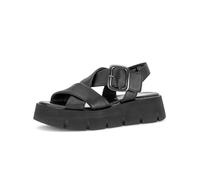 Keilsandalette GABOR, Damen, Gr. 40, schwarz, Glattleder, Schuhe, Plateau, Sommerschuh, Riemchensandale mit Kreuzbandage (11524606-40) schwarz
