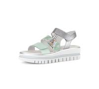 Keilsandalette GABOR, Damen, Gr. 39, mint, silberfarben, Glattleder, Reptilienprägung, metallic, Schuhe, Plateau, Riemchensandale, Sommerschuh mit Kontrastbesatz (24468025-39) mint, silberfarben