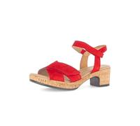 Sandalette GABOR "Kreta", Damen, Gr. 37, rot, Ziegenveloursleder, Schuhe Sandalette, Blockabsatz, Plateau, Sommerschuh mit zwei Klettverschlüssen, G-Weite (85895248-37) rot