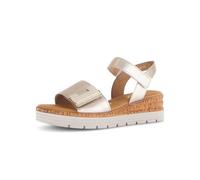 Keilsandalette GABOR "GENUA", Damen, Gr. 39, goldfarben, Glattleder, Schuhe, Keilabsatz, Sommerschuh, Sandale mit Klettverschlüssen, Weite G (83622456-39) goldfarben