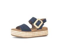 Keilsandalette GABOR, Damen, Gr. 39, marine, Veloursleder, Schuhe, Plateau, Sandale, Sommerschuh mit dekorativer Zierschnalle aus Bast (62849361-39) marine