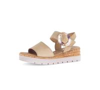 Keilsandalette GABOR "GENUA", Damen, Gr. 39, beige (sand), Ziegenveloursleder, unifarben, Schuhe, Sommerschuh, Riemchensandale, Komfortschuh in Weite G (=weit) (68091368-39) sand