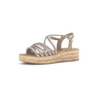 Gabor Damen Riemchensandalen, Frauen Sandalen,bequem,flach,Sommerschuhe,Freizeitschuhe,offene Schuhe,Strandschuhe,Gold/Walnut,38 EU / 5 UK