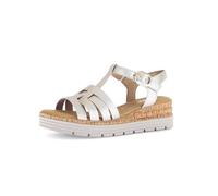 Keilsandalette GABOR "GENUA", Damen, Gr. 39, gold (goldfarben), Glattleder, metallic, klassisch, Schuhe, Riemchensandale, Sommerschuh mit Klettverschluss, G-Weite (28635521-39) goldfarben