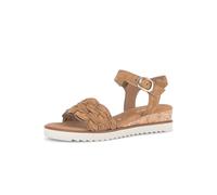 Keilsandalette GABOR "Genua", Damen, Gr. 39, hellbraun, Ziegenveloursleder, Flechtoptik, Basic, Schuhe, Riemchensandale, Sommerschuh in Weite G (= weit) (30541203-39) hellbraun