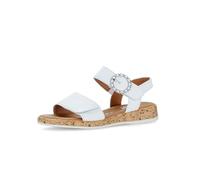 Gabor Damen Riemchensandalen, Frauen Sandalen,flach,Sommerschuhe,Freizeitschuhe,offene Schuhe,Strandschuhe,Weiss(silb/S.Kork),37.5 EU / 4.5 UK
