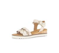Keilsandalette GABOR "Genua", Damen, Gr. 39, creme, goldfarben, Kalbsleder, metallic, Basic, Schuhe, Riemchensandale, Sommerschuh in Weite G (= weit) (41707400-39) creme, goldfarben