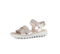 Riemchensandale GABOR, Damen, Gr. 39, gold (goldfarben), Glattleder, metallic, casual, Schuhe, Sommerschuh, Keilsandalette, Bequemschuh mit Klettverschluss (13363340-39) goldfarben
