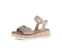Sandalette GABOR "RHODOS", Damen, Gr. 41, beige (sand), Veloursleder, unifarben, modisch, Schuhe, Sommerschuh, Riemchensandale mit zwei Klettverschlüssen, G-Weite (65887102-41) sand