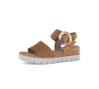 Gabor Keilsandalette GENUA Damen Riemchensandale Ziegenveloursleder Braun Gr. 39 Weite G