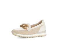 Slipper GABOR, Damen, Gr. 40, weiß (weiß, natur), Nappaleder, Bast, Flechtoptik, sportlich, Schuhe, Keilabsatz, Ballerina, Frühlingsschuh mit bezogener Zierkette (67147629-40) weiß, natur