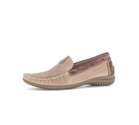 Mokassin GABOR "FLORENZ", Damen, Gr. 37, beige (beige, cognac), Kalbsleder, Nubukleder, casual, Schuhe, Slipper, Schlupfschuh, Bequmschuh mit Kontrastnaht, Weite G (=weit) (48253762-37) beige, cognac