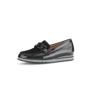 Gabor Damen Slipper, Frauen Slipper, Mokassins,Schmerz-mindernd,aktuell,Freizeit,festlich,Schaft-weiten,Ladies,schwarz (Uni+Lack),40 EU / 6.5 UK