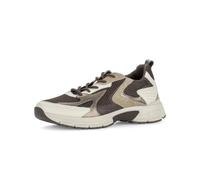 Keilsneaker GABOR, Damen, Gr. 40,5, braun, natur kombiniert, Glattleder, Textil, Ziegenveloursleder, Mesh, Schuhe, Freizeitschuh, Schnürschuh mit Kontrastbesätzen, G-Weite (28747951-40,5) braun, natur