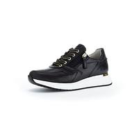 Gabor Damen Low-Top Sneaker, Frauen Halbschuhe,Wechselfußbett,Komfortable Mehrweite (H),Freizeitschuhe,schwarz (Gold),40.5 EU / 7 UK