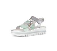 Keilsandalette GABOR, Damen, Gr. 41, mint, silberfarben, Glattleder, Reptilienprägung, metallic, Schuhe, Plateau, Riemchensandale, Sommerschuh mit Kontrastbesatz (24468025-41) mint, silberfarben