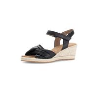 Keilsandalette GABOR "ATHEN", Damen, Gr. 37, schwarz, Nappaleder, unifarben, Schuhe, Riemchensandale, Sommerschuh mit Klettverschluss, G-Weite (55117929-37) schwarz