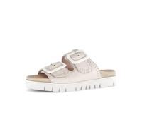 Pantolette GABOR, Damen, Gr. 38, beige (creme), Leder, unifarben, Schuhe Pantolette, Plateau, Bequemschuh, Sommerschuh mit praktischen Klettverschlüssen (73737547-38) creme