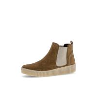Plateaustiefelette GABOR "Gabor Stiefelette Veloursleder/Textil", Damen, Gr. 38,5, braun (cognac), Textil, Veloursleder, Schuhe (20069436-38,5) cognac