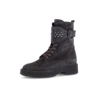 Winterstiefelette GABOR, Damen, Gr. 38, dunkelgrau, Veloursleder, unifarben, Schuhe Winterstiefelette, Blockabsatz, Schnürboots, Schnürstiefelette mit Nieten (52298946-38) dunkelgrau