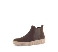 Chelseaboots GABOR, Damen, Gr. 38,5, dunkelbraun, Veloursleder, unifarben, Schuhe Chelseaboots, Plateau, Stiefelette, Schlupfschuh mit dezenten Kontrastnähten (39406565-38,5) dunkelbraun