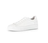 Plateausneaker GABOR "FLORENZ", Damen, Gr. 43, weiß, Kalbsleder, sportlich, Schuhe, mit OPTIFIT-Wechselfußbett, Freizeitschuh, Halbschuh, Schnürschuh (48795857-43) weiß