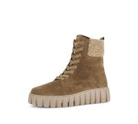 Schnürboots GABOR, Damen, Gr. 37,5, hellbraun, Textil, Veloursleder, Fellimitat, Schuhe Schnürboots, Plateau, Herbstboots mit gepolstertem Schaftrand, G-Weite (59775805-37,5) hellbraun