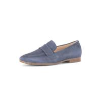 Slipper GABOR "FLORENZ", Damen, Gr. 40, blau, Veloursleder, Schuhe Slipper, Blockabsatz, Schlupfschuh, Businessschuh mit Zierriegel, G-Weite (60734116-40) blau